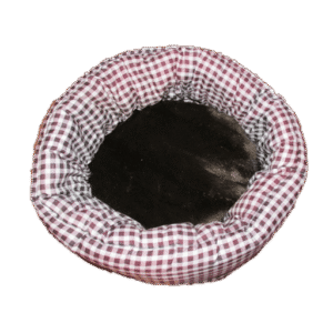 Mandje geruite stof met harig kleedje (maatje S)