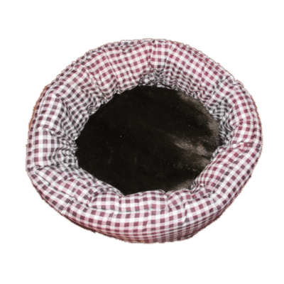 Mandje geruite stof met harig kleedje (maatje S)