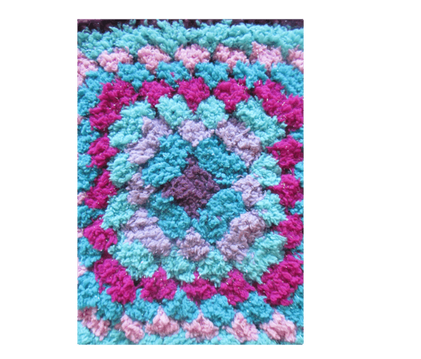 Kleedje gehaakt/gebreid roze/aqua/lila - Afbeelding 2