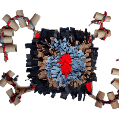 Snuffelmat spijker-/ribstof blauw/beige/grijs M