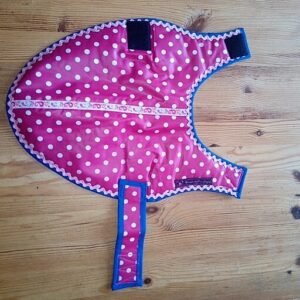 Dekje roze-stip wit+blauw (S)