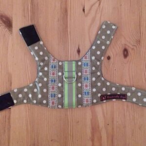 Tuigje S - beige/witte stip + bloemranden