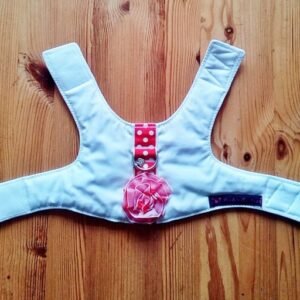 Tuigje S - wit nepleer+rode rand/roze bloem