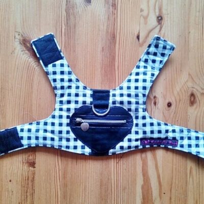 Tuigje S - zwart/wit geruit + zwart hart met rits