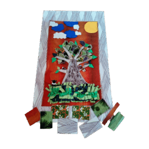 ..Schilderij-snuffelkleed berkenboom B