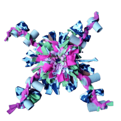 Snuffelmat roze-lichtgroen-wit/zwart met vlechtstrengen