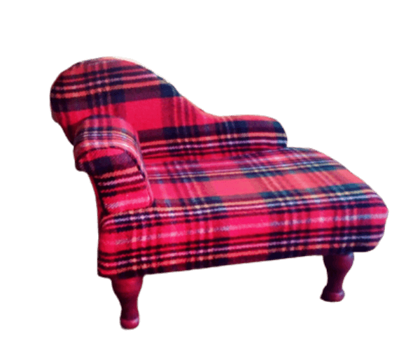 .Chaise longue bank geruite plaidstof - Afbeelding 6