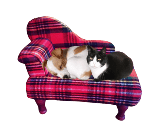 .Chaise longue bank geruite plaidstof