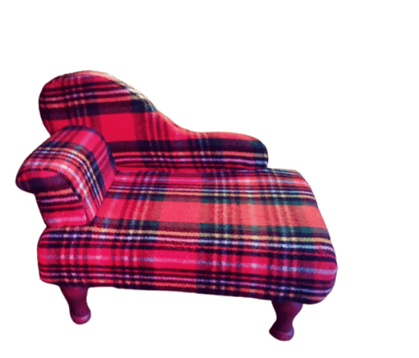 .Chaise longue bank geruite plaidstof - Afbeelding 5