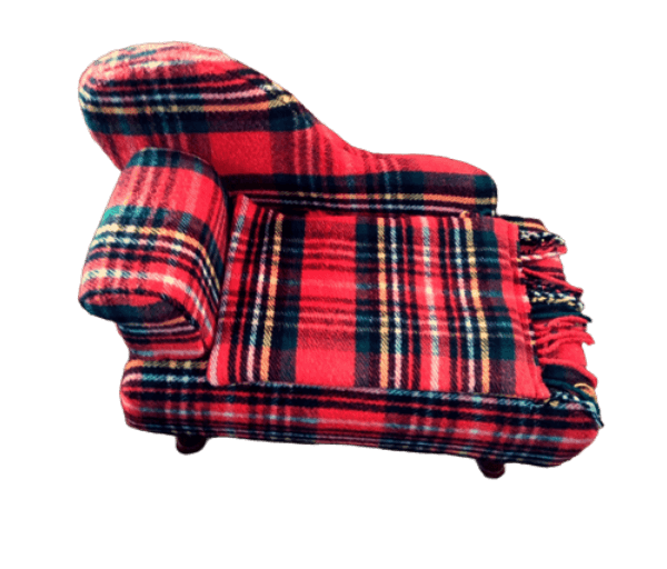 .Chaise longue bank geruite plaidstof - Afbeelding 4