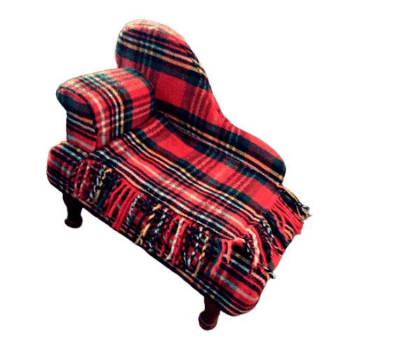 .Chaise longue bank geruite plaidstof - Afbeelding 3