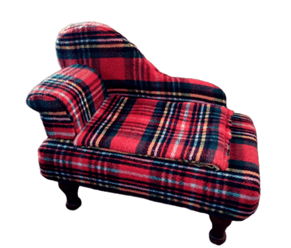 .Chaise longue bank geruite plaidstof - Afbeelding 2