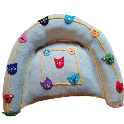 .Mand lichtgrijs met 'Kattenkopjes'