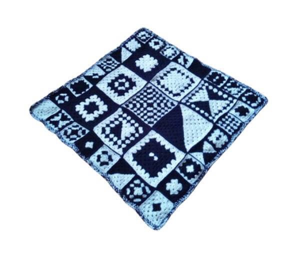 .Kleedje/kussenhoes gehaakt zwart-wit XL - Afbeelding 2