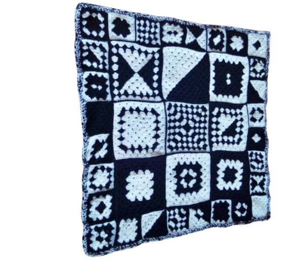 .Kleedje/kussenhoes gehaakt zwart-wit XL - Afbeelding 6