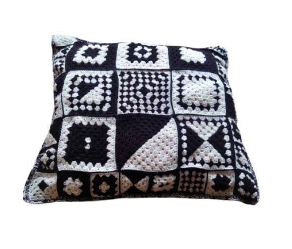 .Kleedje/kussenhoes gehaakt zwart-wit XL - Afbeelding 3