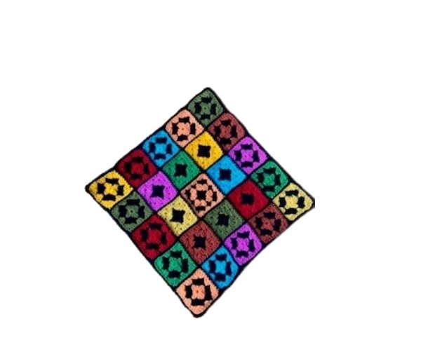 .Kleedje/kussenhoes gehaakt gekleurd met zwarte accenten - Afbeelding 4