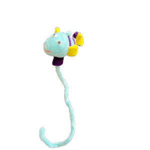 Vis blauw/paars/geel op buigbare blauwe stok