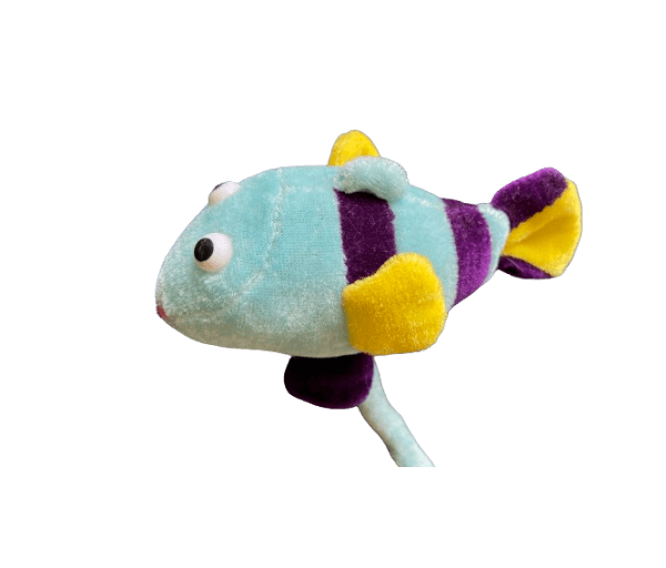 Vis blauw/paars/geel op buigbare blauwe stok - Afbeelding 2