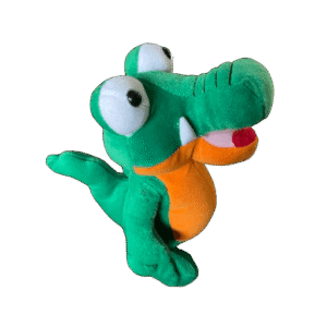 Krokodil zittend groen-oranje