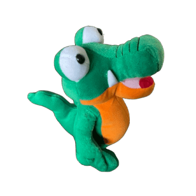 Krokodil zittend groen-oranje