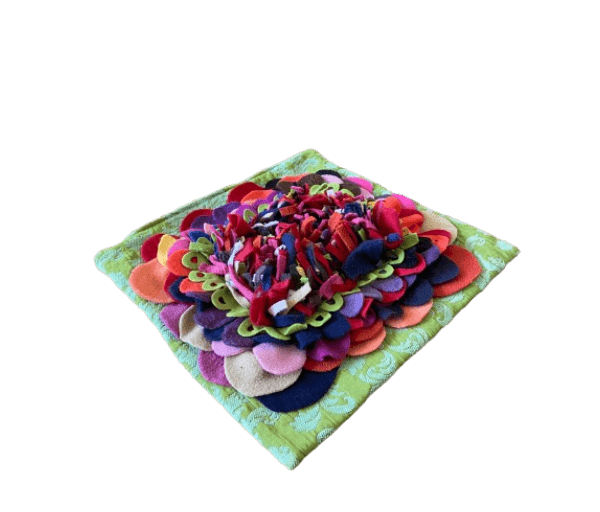 Snuffelmatkussen groen met gekleurde bloem - Afbeelding 2