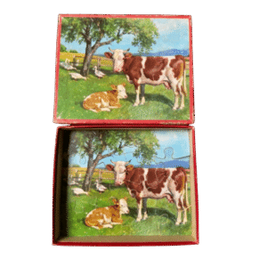 Puzzel hout vintage koetjes en ganzen (12 stukjes)