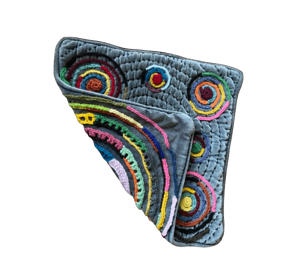 .Kleedje/kussenhoes grijs fluweel met gekleurde cirkels - Afbeelding 4