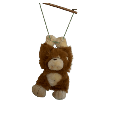 Aap hangend aan stok