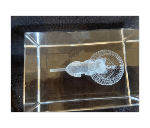 Kristal glasblok met kat en vissenkom - Afbeelding 3