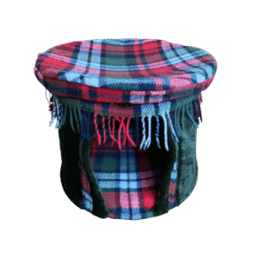 Hutje groen fluweel/geruit plaidstof XL