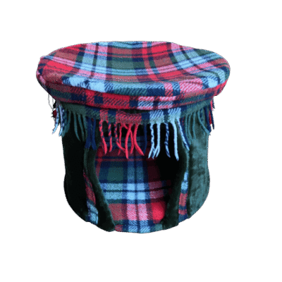 Hutje groen fluweel/geruit plaidstof XL