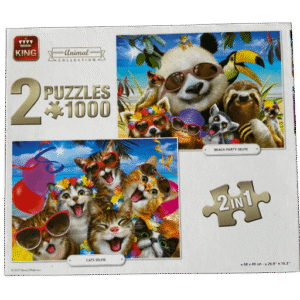 Puzzel 2 in 1: Lachende dieren 2 x 1000 stukjes