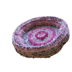 Mand gehaakt rozetinten/ecru/zwart met brede rand M/L